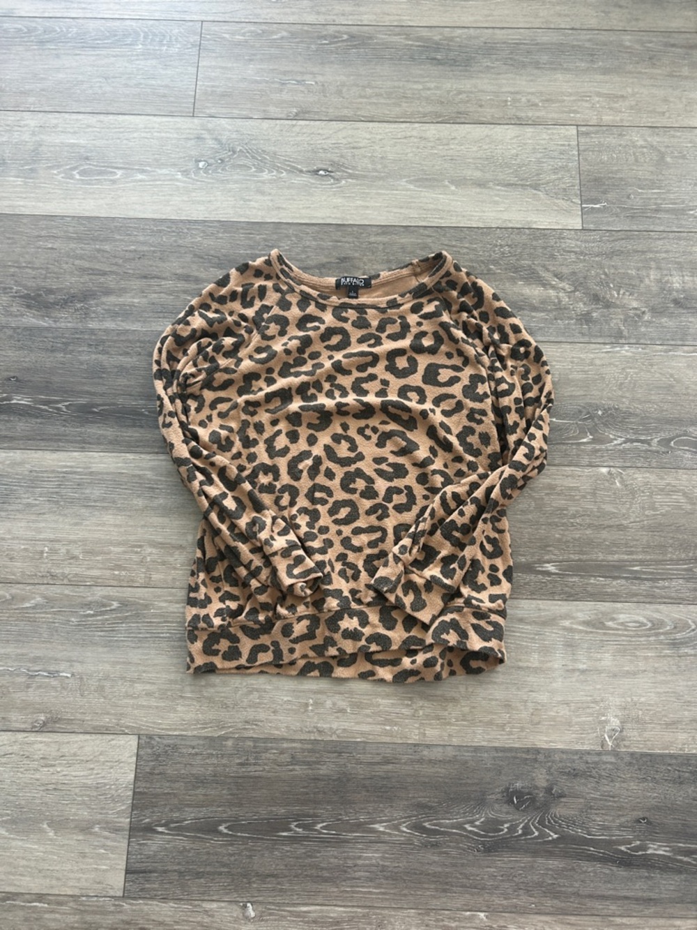 Buffalo David Bitton Leopard Print Long Sleeve Top - Brown & Black
